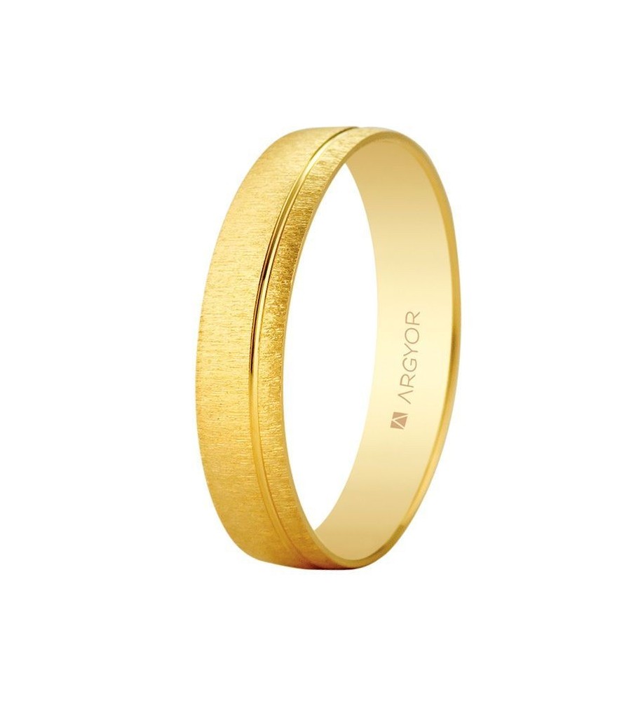 Alianza de boda oro textura-brillo ranurada 4,5mm (5145473)